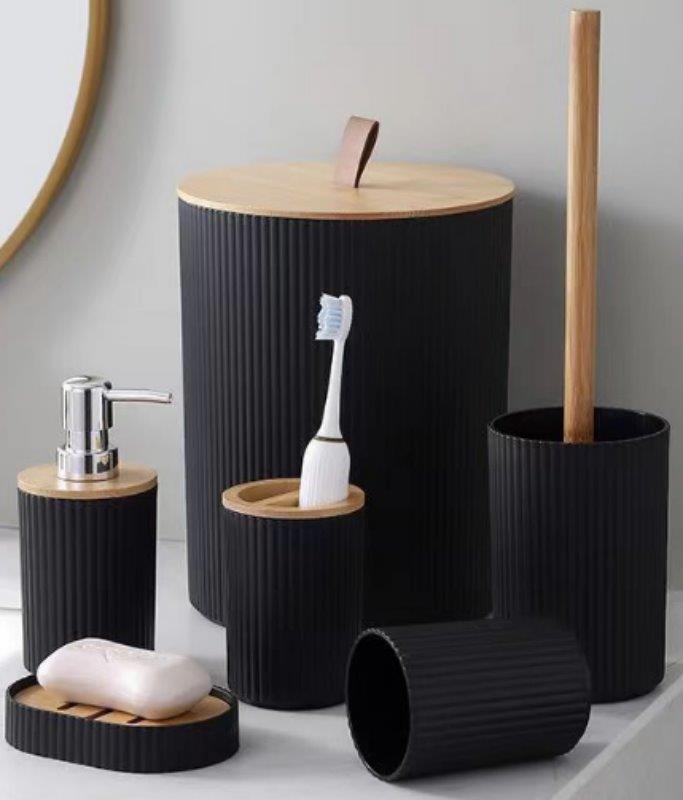 Complete Bathroom Accessories Soap Dispenser Toothbrush Holder Set of 6 Pcs**