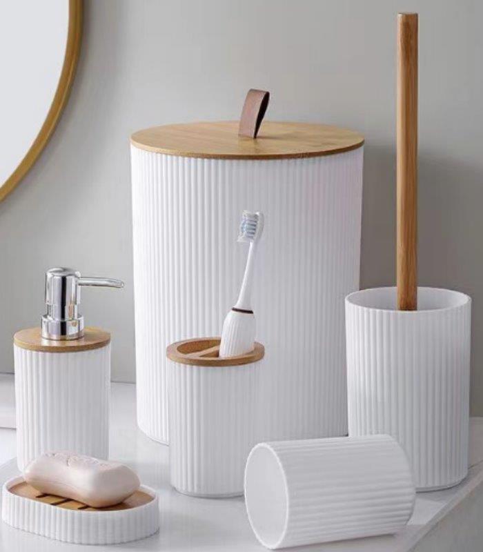 Complete Bathroom Accessories Soap Dispenser Toothbrush Holder Set of 6 Pcs**