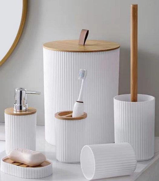 Complete Bathroom Accessories Soap Dispenser Toothbrush Holder Set of 6 Pcs**