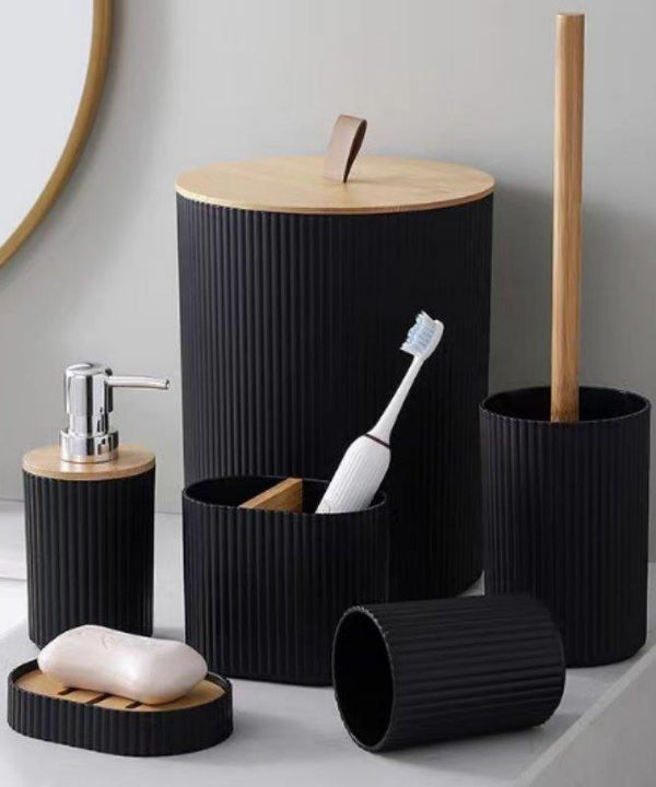 Complete Bathroom Accessories Soap Dispenser Toothbrush Holder Set of 6 Pcs**