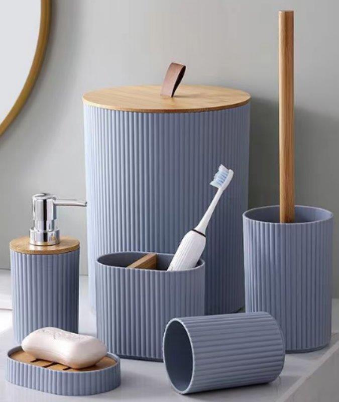Complete Bathroom Accessories Soap Dispenser Toothbrush Holder Set of 6 Pcs**
