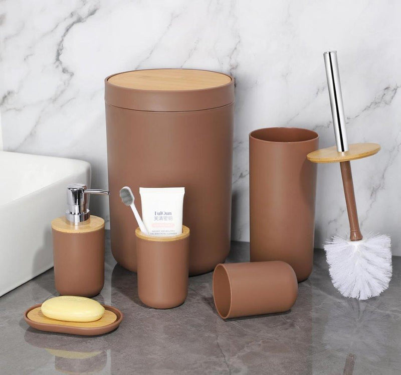 Complete Bathroom Accessories Soap Dispenser Toothbrush Holder Set of 6 Pcs**