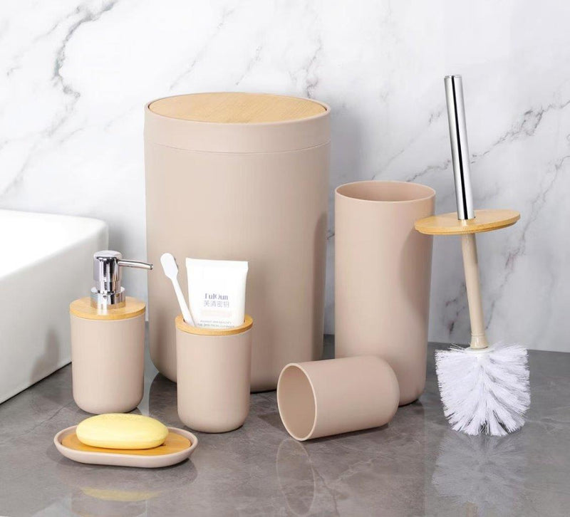 Complete Bathroom Accessories Soap Dispenser Toothbrush Holder Set of 6 Pcs**