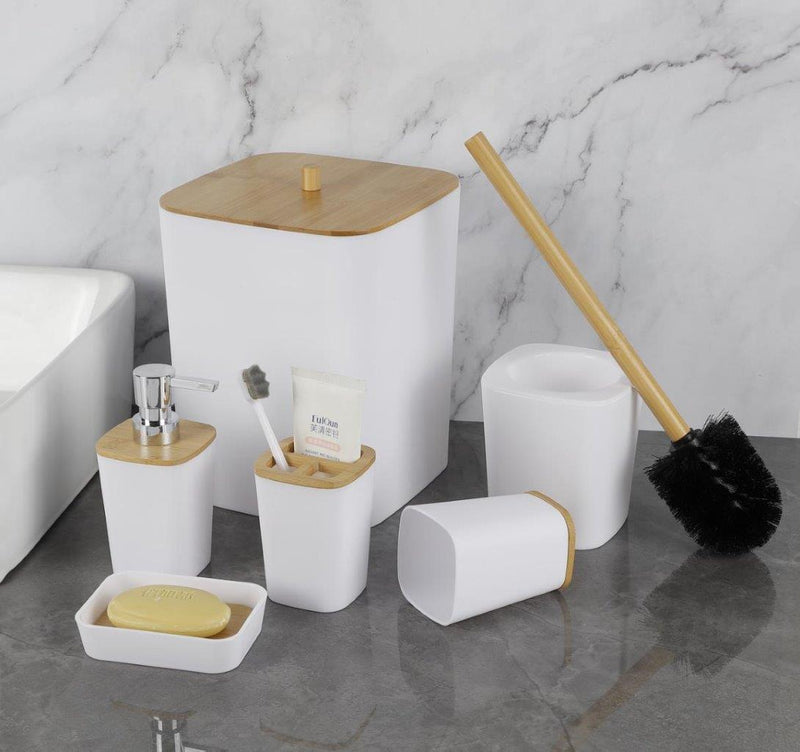 Complete Bathroom Accessories Soap Dispenser Toothbrush Holder Set of 6 Pcs**