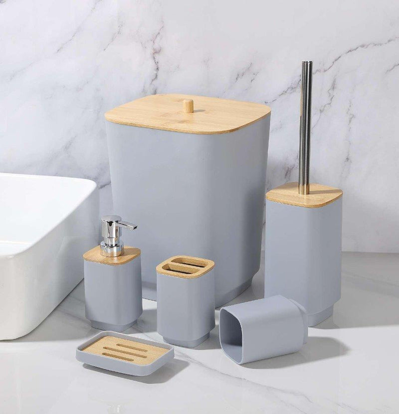 Complete Bathroom Accessories Soap Dispenser Toothbrush Holder Set of 6 Pcs**