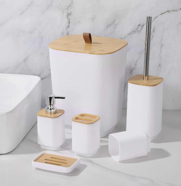 Complete Bathroom Accessories Soap Dispenser Toothbrush Holder Set of 6 Pcs**
