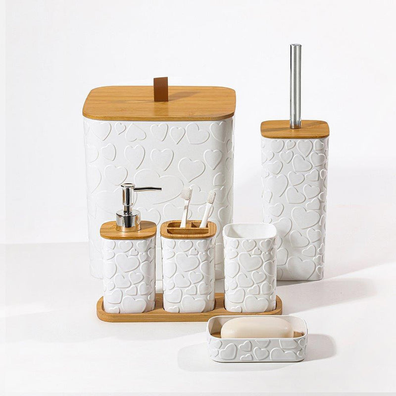 Complete Bathroom Accessories Soap Dispenser Toothbrush Holder Set of 6 Pcs**
