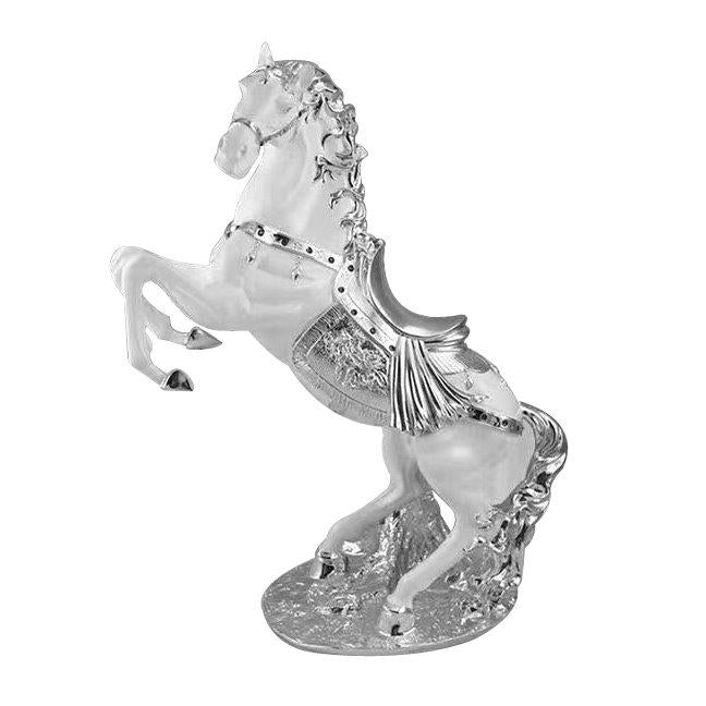 White & Silver Sculpture Statue Resin Figurine Horse H 70 CM