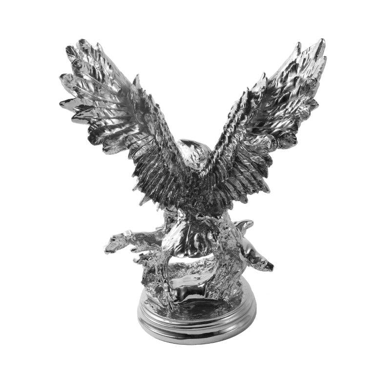 Silver Sculpture Statue Resin Eagle 32*21*43 cm