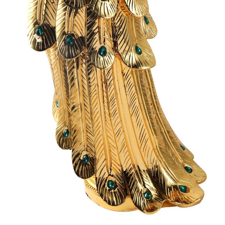White & Gold Sculpture Statue Resin Peacock 40*30*120 cm