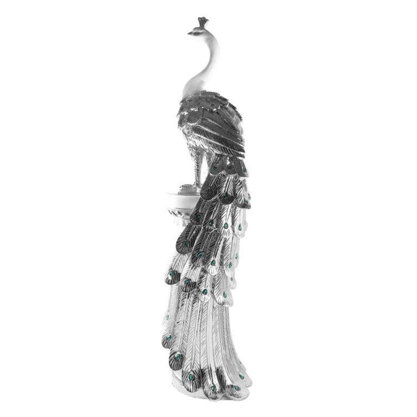 White & Silver Sculpture Statue Resin Peacock 40*30*120 cm