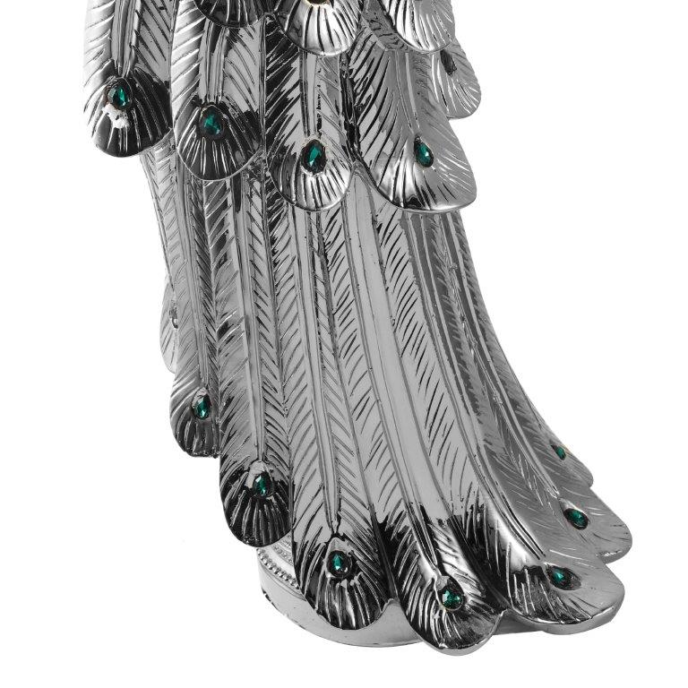 White & Silver Sculpture Statue Resin Peacock 40*30*120 cm