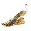 White & Gold Sculpture Statue Resin Peacock 80*24*59 cm