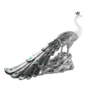 White & Silver Sculpture Statue Resin Peacock 80*24*59 cm