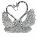 Silver Resin Swan Sculpture 24x10x25cmDecore