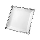 Square Ceramic Plate Silver Rim Serving Dish 20.5*20.5*2.5 cm