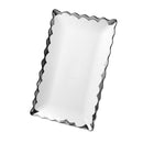 Rectangle Ceramic Plate Silver Rim Serving Dish 25.5*15.5*2 cm