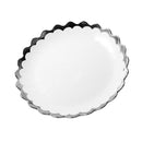 Round Ceramic Plate Silver Rim Serving Dish 20.5*20.5*2.5 cm