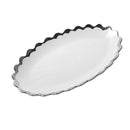 Oval Ceramic Plate Silver Rim Serving Dish 31*18.5*2.5 cm