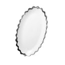 Oval Ceramic Plate Silver Rim Serving Dish 31*18.5*2.5 cm