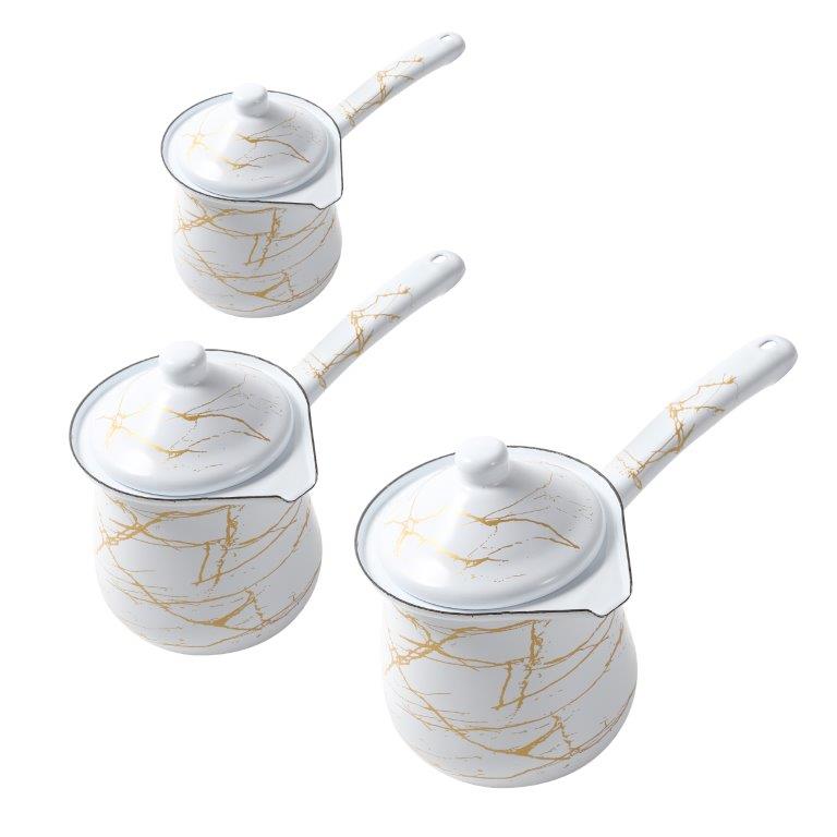 Turkish Metal Coffee Pot with Handle Set of 3 Pcs 8cm/11cm/12 cm