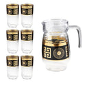 Deco Glass Jug & Tumblers Set of 6 Pcs (inspect actual)