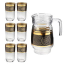 Deco Glass Jug & Tumblers Set of 6 Pcs (inspect actual)