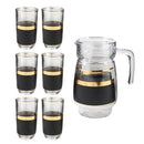 Deco Glass Jug & Tumblers Set of 6 Pcs (inspect actual)