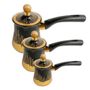Stainless Steel Coffee Pot Set/3 Pcs 8*9.5/9*10.5/10*11.3 cm