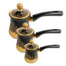 Stainless Steel Coffee Pot Set/3 Pcs 8*9.5/9*10.5/10*11.3 cm