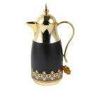 Vacuum Insulated Plastic Thermos Flask Gold/Black 1L