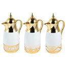 Vacuum Insulated Plastic Thermos Flask Gold/White 1L