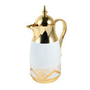 Vacuum Insulated Plastic Thermos Flask Gold/White 1L