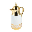 Vacuum Insulated Plastic Thermos Flask Gold/White 1L