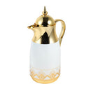 Vacuum Insulated Plastic Thermos Flask Gold/White 1L