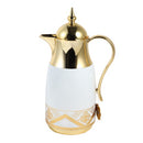 Vacuum Insulated Plastic Thermos Flask Gold/White 1L