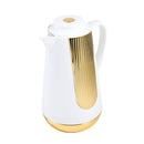 Vacuum Insulated Plastic Thermos Flask White/Gold 1L