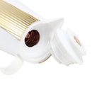 Vacuum Insulated Plastic Thermos Flask White/Gold 1L
