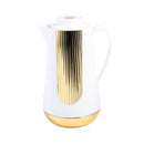 Vacuum Insulated Plastic Thermos Flask White/Gold 1L