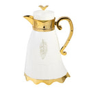 Vacuum Insulated Plastic Thermos Flask White/Gold 1L