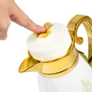 Vacuum Insulated Plastic Thermos Flask White/Gold 1L
