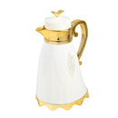 Vacuum Insulated Plastic Thermos Flask White/Gold 1L