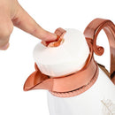 Vacuum Insulated Plastic Thermos Flask White/Rose Gold 1L