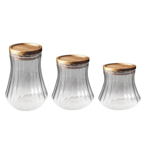 Airtight Glass Storage Jar Set of 3 Pcs 9*12/9*13/10*15 cm