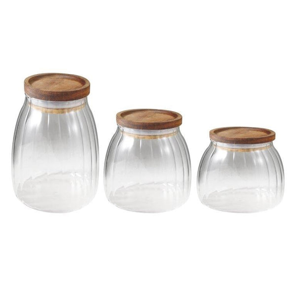 Airtight Glass Storage Jar Set of 3 Pcs 8*11*8.5/8*11*11/8*11*12.5 cm
