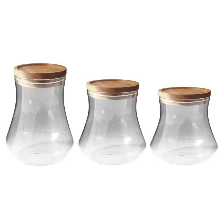 Airtight Glass Storage Jar Set of 3 Pcs 8.5*12/9*13/10*15 cm