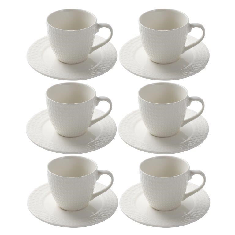 Ceramic Tea Cup and Saucer Set of 6 Pcs 8.5*7.6/16 cm