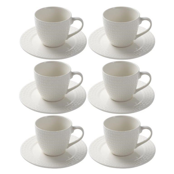 Ceramic Tea Cup and Saucer Set of 6 Pcs 8.5*7.6/16 cm
