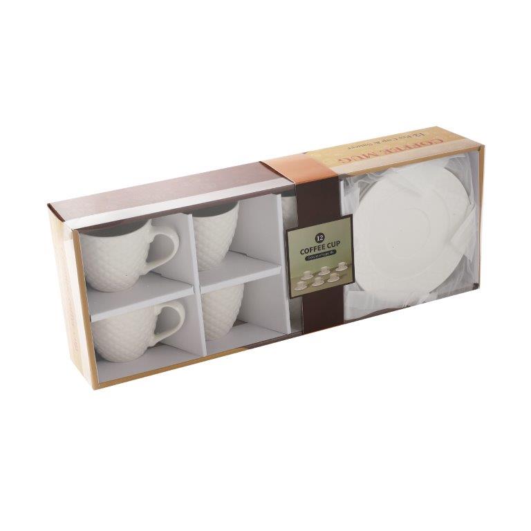 Ceramic Tea Cup and Saucer Set of 6 Pcs 8.5*7.6/16 cm