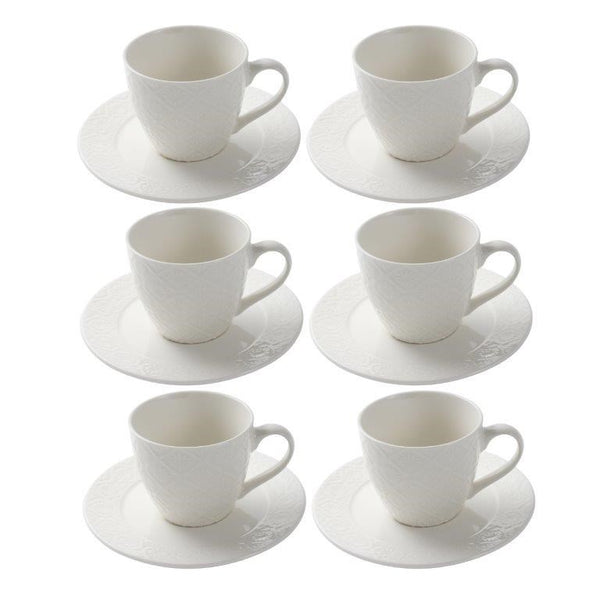 Ceramic Tea Cup and Saucer Set of 6 Pcs 8.5*7.6/16 cm